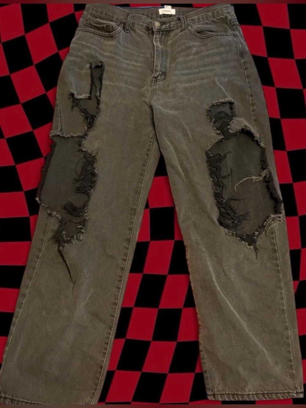 Forever 21 Black Distressed Straight Jeans